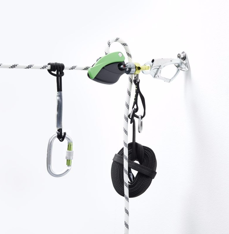 Innovative fall protection with rescue function for highest safety! Lifeline system for efficient PSAgA application. BG BAU anchorage device conveyed!